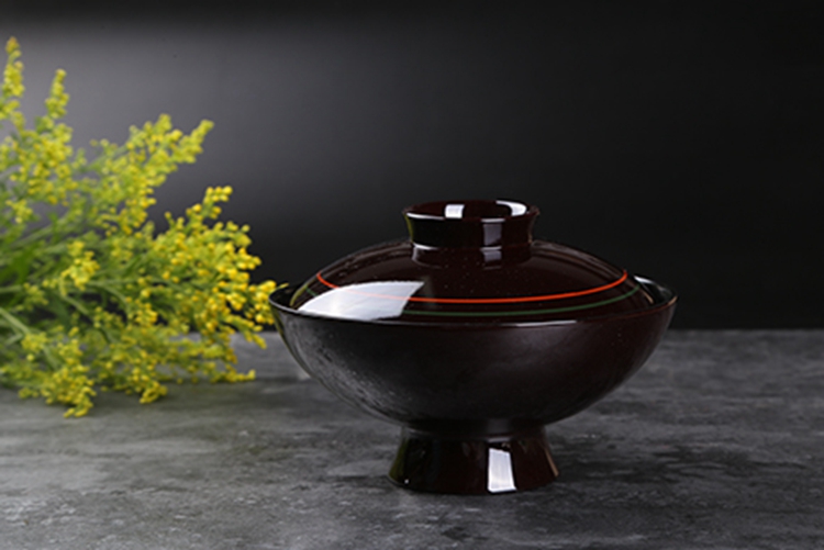 日本漆器 小追吸椀 朱綠線(xiàn)引