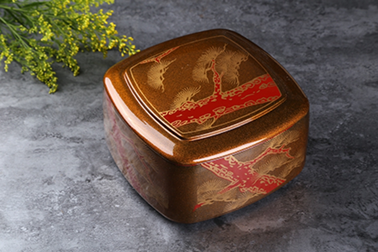 日本漆器 鰻魚(yú)飯盒 梨地赤松