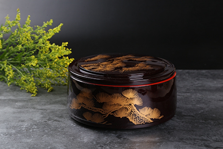 日本漆器 鰻魚(yú)飯盒 溜珍珠老松