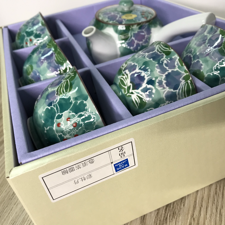山茶花 彩牡丹 古伊萬里茶壺茶杯套裝